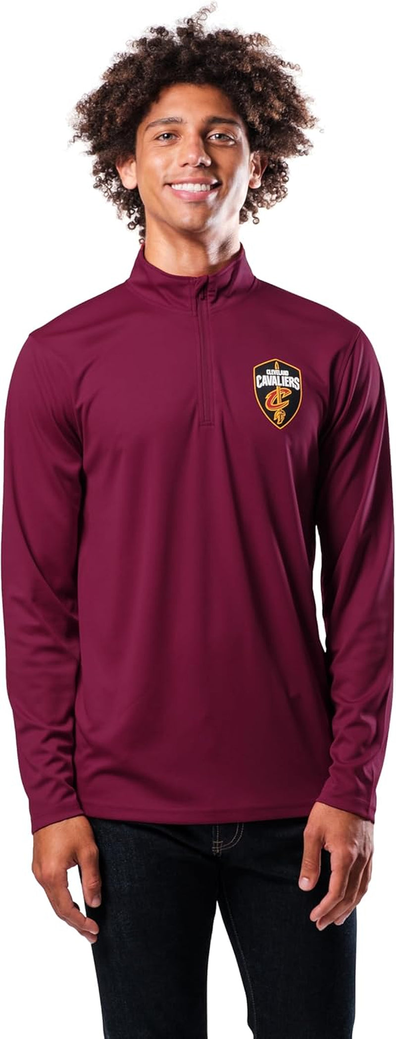 NBA Mens NBA Official Quarter Zip Long Sleeve Pullover T-Shirt