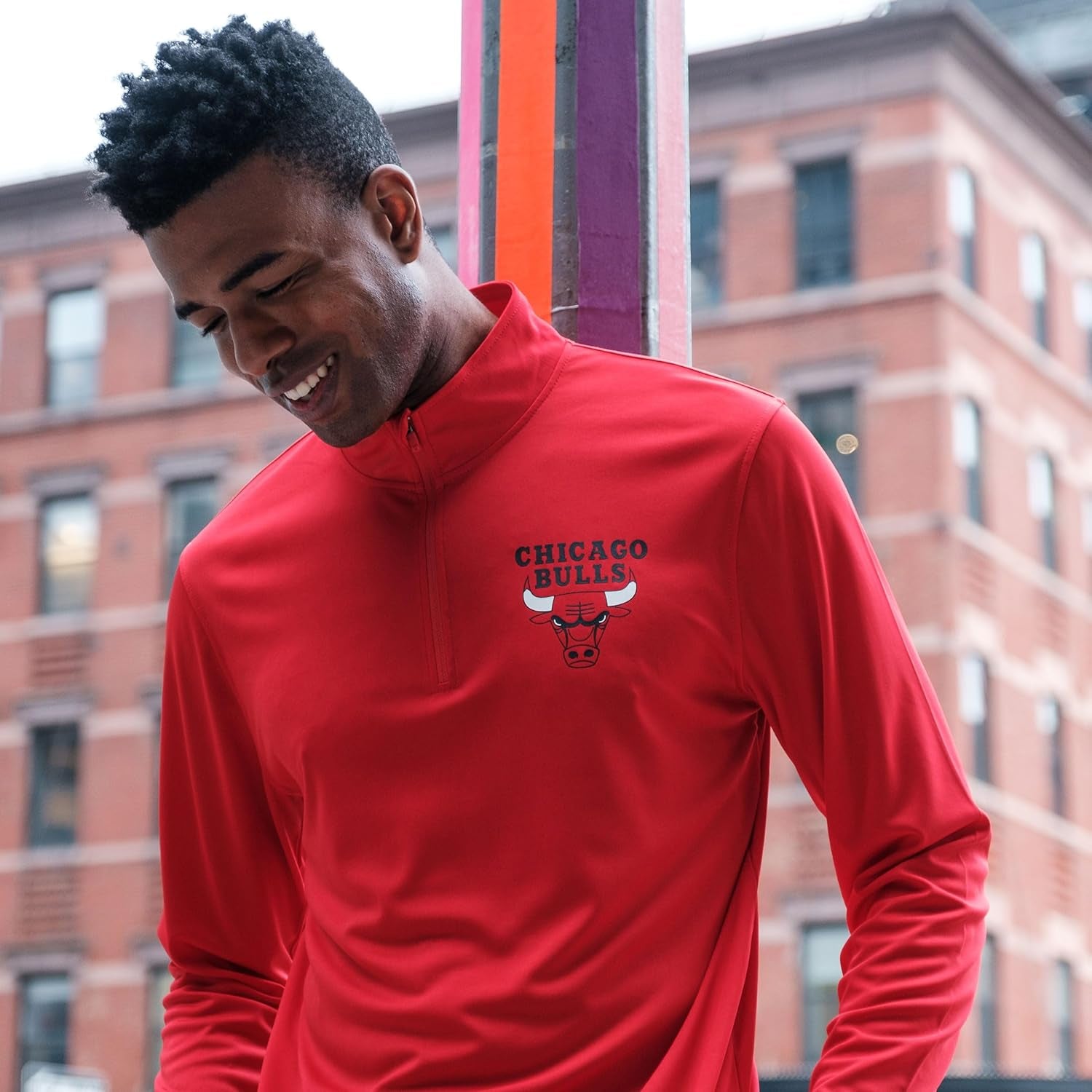 NBA Mens NBA Official Quarter Zip Long Sleeve Pullover T-Shirt