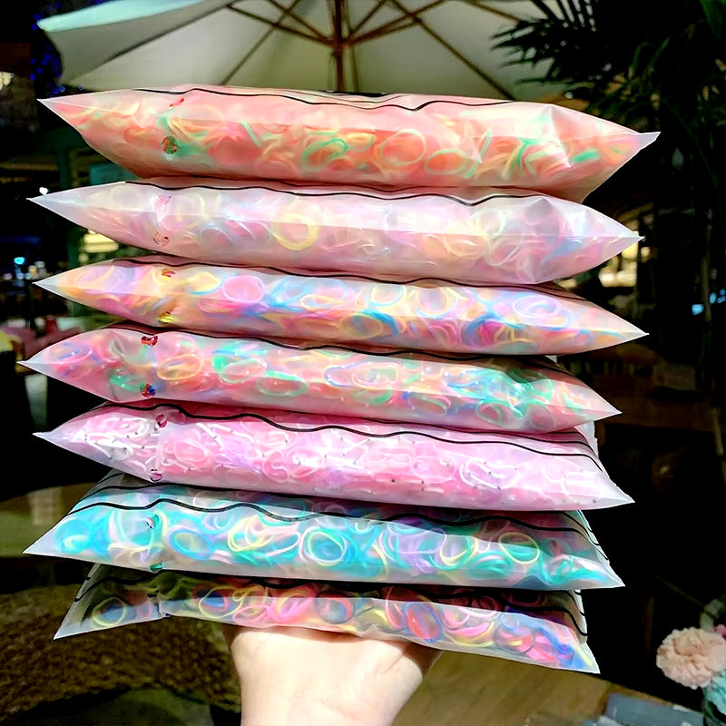 1000Pcs/Pack Girls Colorful Small Disposable Rubber Bands Gum for Ponytail Hold Scrunchie Hair Bands Fashion Hair Accessories