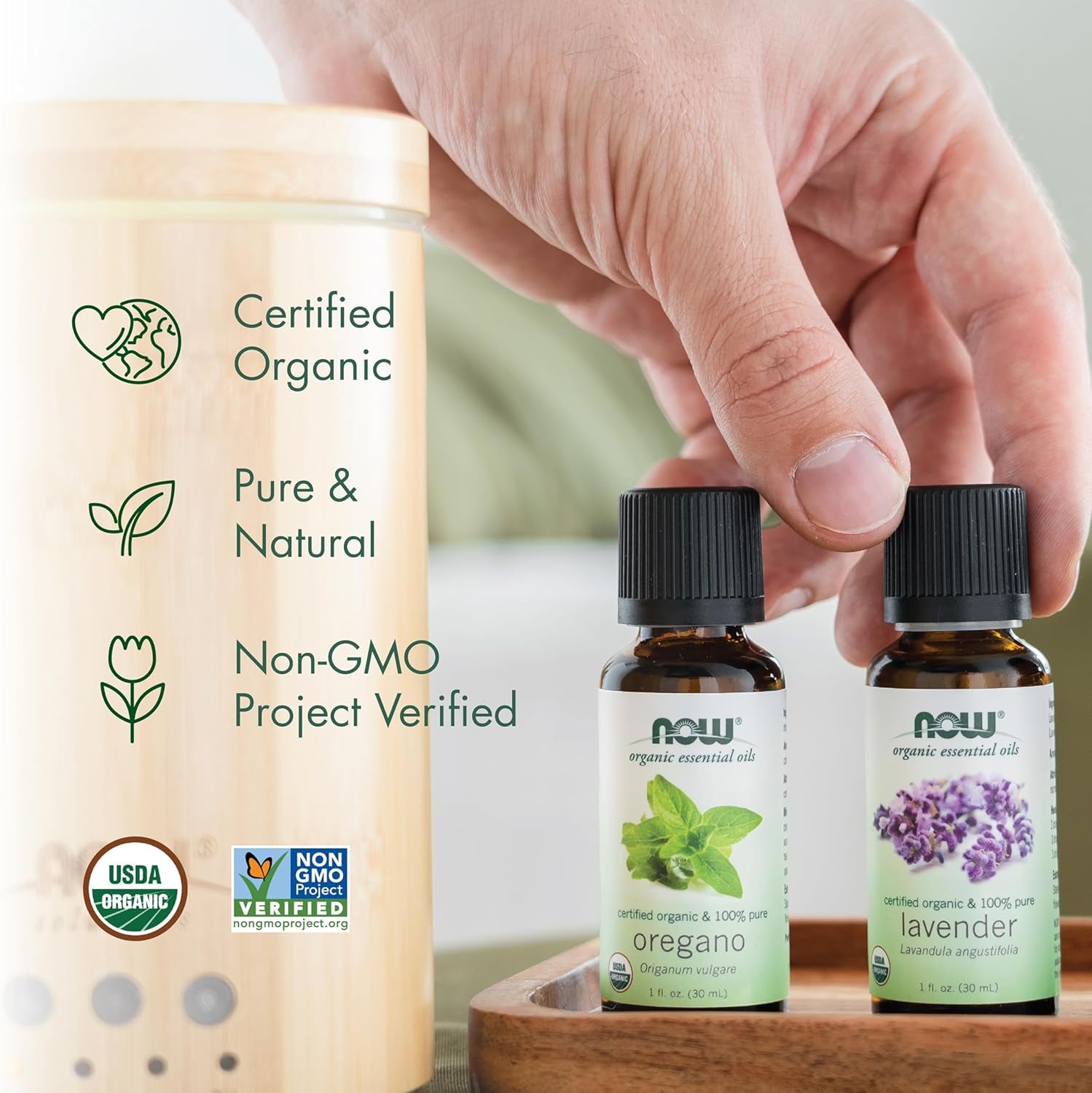 NOW Essential Oils, Organic Lemongrass Oil, Uplifting Aromatherapy Scent, Steam Distilled, 100% Pure, Vegan, Child Resistant Cap, 1-Ounce