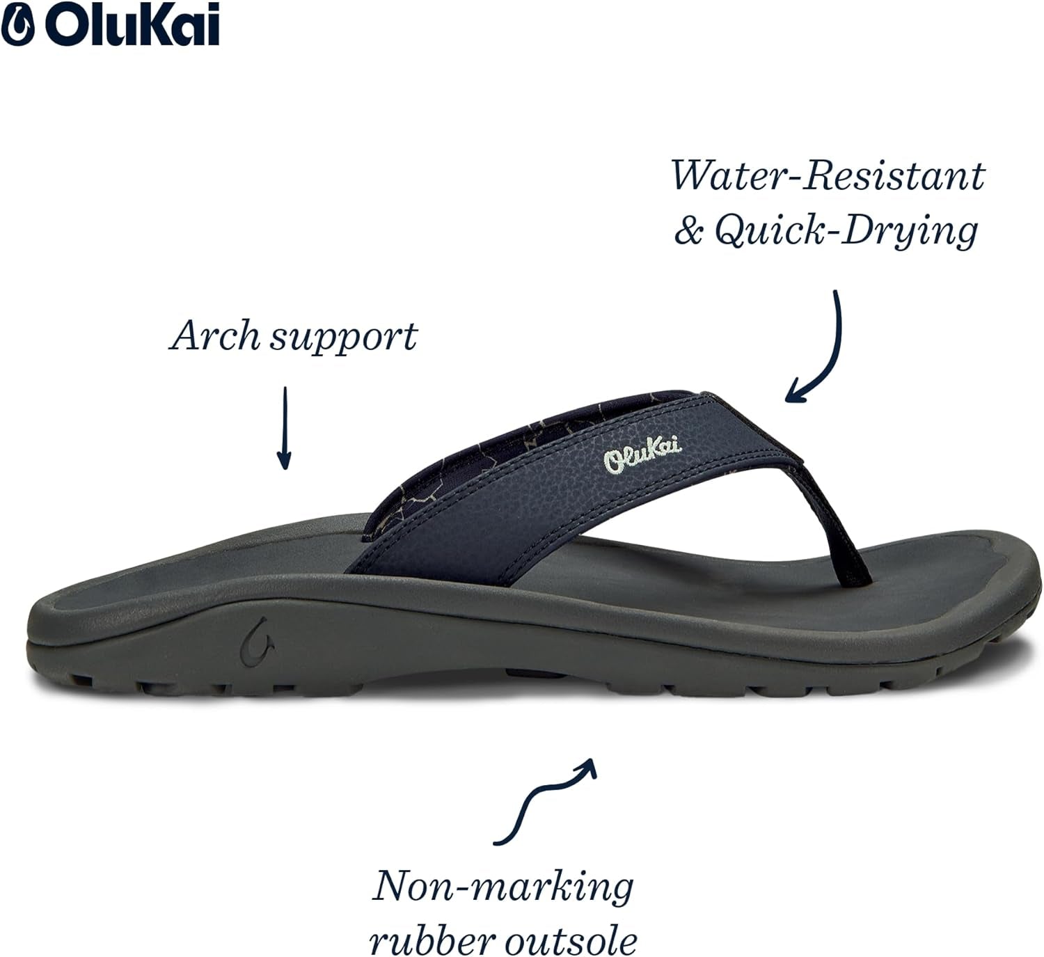Ohana Men'S Beach Sandals, Water Resistant Flip Flops, Arch Support & Comfort Fit, Lightweight & Durable, Enhanced Grip & Traction,