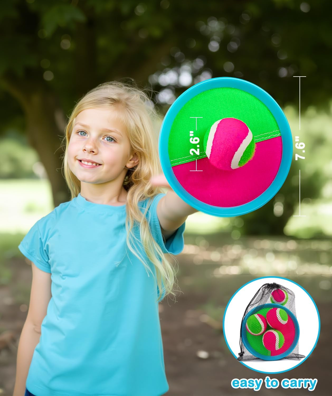 Toddler Toys Toss and Catch Ball Set, Toys for 3 4 5 6 7 8 Year Old Boys Girls Birthday Gift, Yard Outdoor Games for Kids Ages 4-8 8-12 Beach Pool