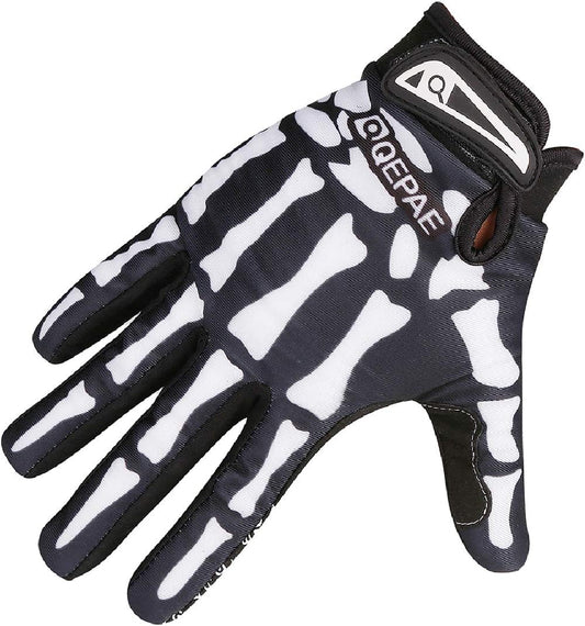 Skeleton Gloves Adjustable Lightweight Racing Skull Sports Work Bone Gloves Anti-Slip Breathable for Men & Women Motorcycle, Cycling, Biking, Workout