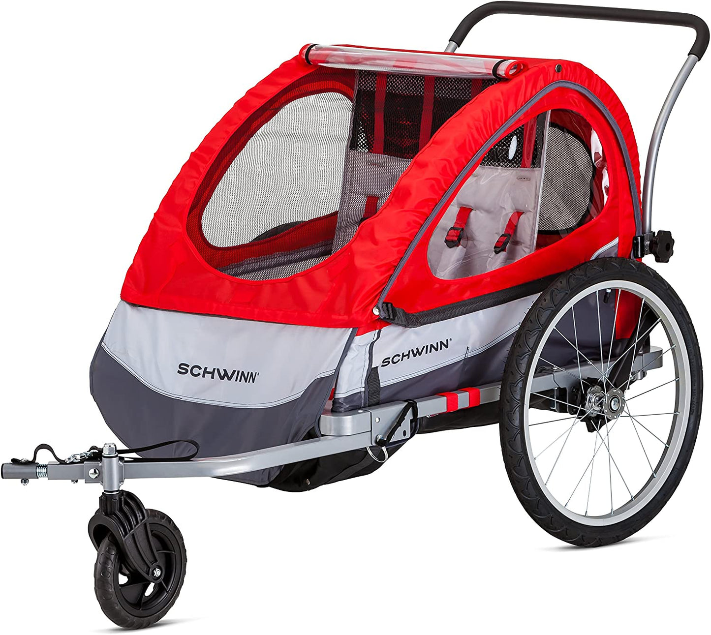Trailblazer Double Child Bike Trailer, Max of 2 Children with Total Weight of 80 Lbs., Canopy, 20-Inch Air-Filled Tires, Red