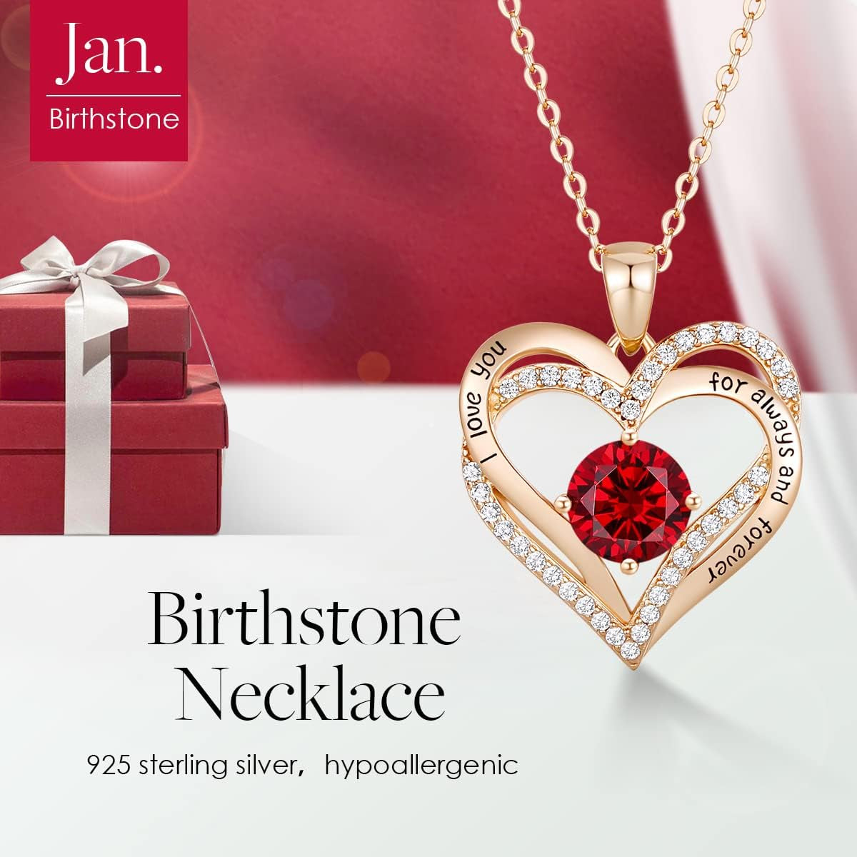 Forever Love Heart Necklaces for Women, Wedding Anniversary, Valentine'S，Birthday Mothers Christmas Day Gifts for Mom, Mother, Wife, S925 Silver Jewelry with Birthstone Pendant
